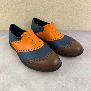 Biion Golf Oxford Spikeless Slip on Shoes Men's 6- Orange, Brown, Blue